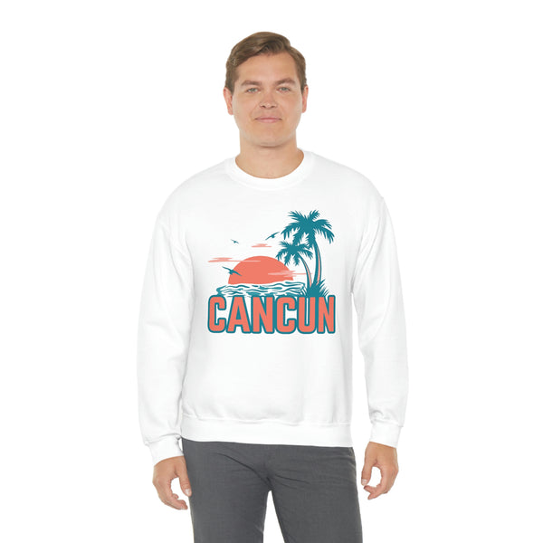 Cancun, Mexico Sweatshirt - Unisex Retro Palm Tree Crewneck Cancun Sweatshirt