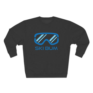 Buy charcoal-heather Premium Ski Bum Crewneck Sweatshirt - Retro Unisex Sweatshirt