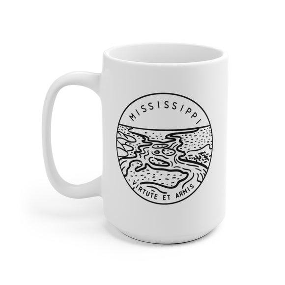 Mississippi Mug - State Design White Ceramic Mississippi Mug (11oz & 15oz)
