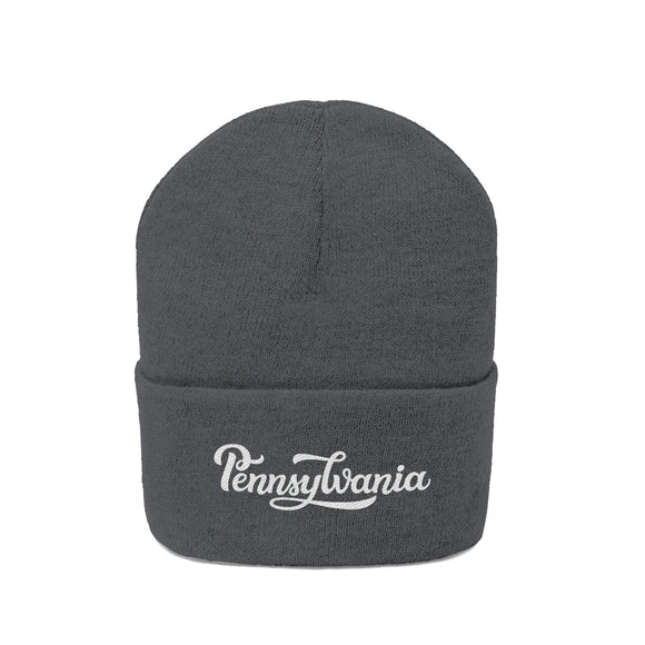 Pennsylvania Beanie - Adult Hand Lettered Embroidered Pennsylvania Knit Hat