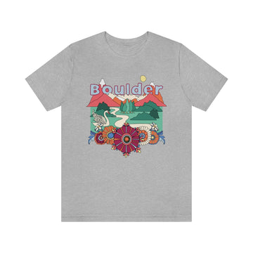 Buy athletic-heather Boulder T-Shirt - Retro Mountain / Hippie Style Boulder, Colorado Shirt