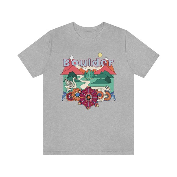 Boulder T-Shirt - Retro Mountain / Hippie Style Boulder, Colorado Shirt