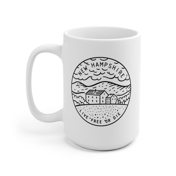 New Hampshire Mug - State Design White Ceramic New Hampshire Mug (11oz & 15oz)