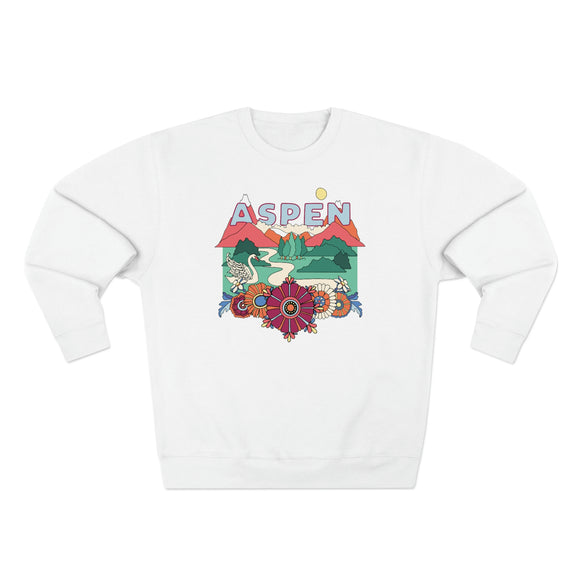 Premium Aspen, Colorado Crewneck Sweatshirt - Retro Unisex Sweatshirt