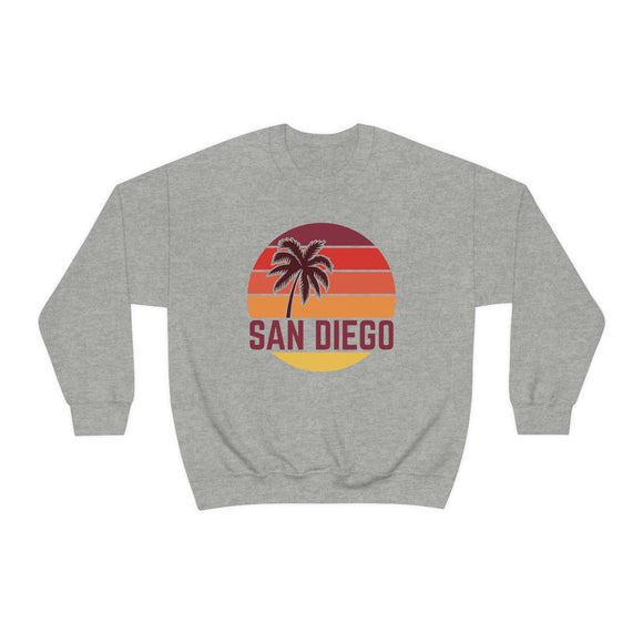 San Diego, California Sweatshirt - Unisex Retro Palm Tree Crewneck San Diego Sweatshirt