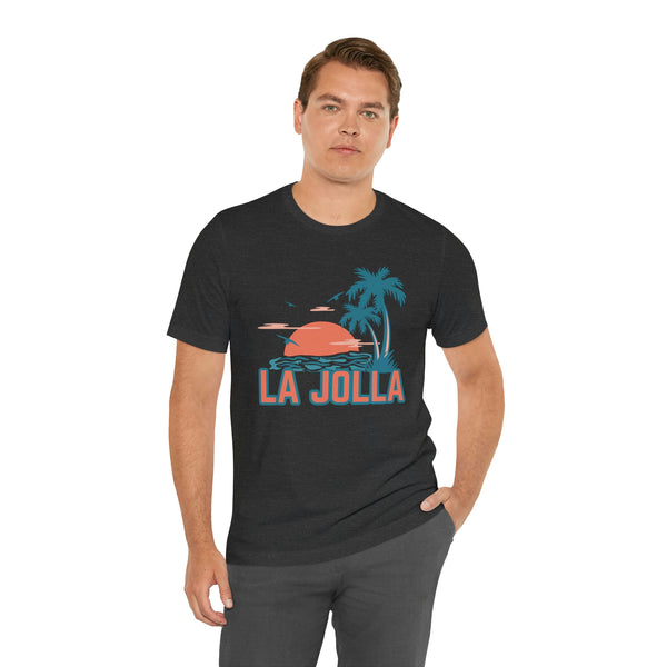 La Jolla, California T-Shirt - Retro Palm Tree & Beach Unisex La Jolla Shirt