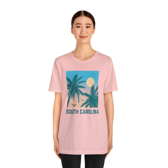 South Carolina T-Shirt - Retro Palm Tree & Beach Unisex South Carolina Shirt