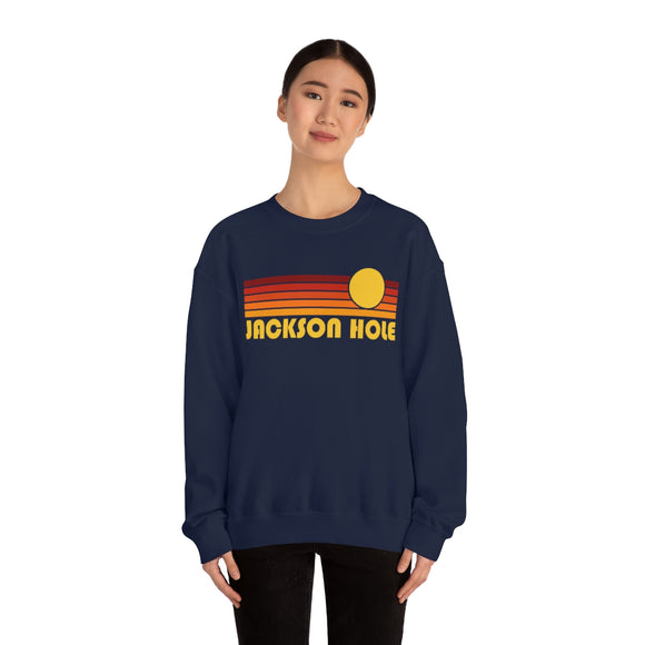 Jackson Hole, Wyoming Sweatshirt - Unisex Retro Sunset