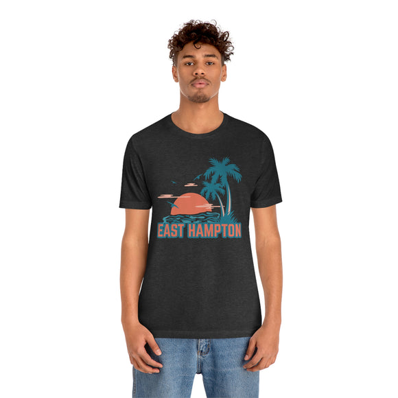 East Hampton, New York T-Shirt - Retro Palm Tree & Beach Unisex East Hampton Shirt
