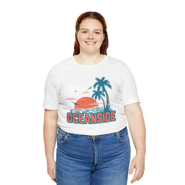 Oceanside, California T-Shirt - Retro Palm Tree & Beach Unisex Oceanside Shirt