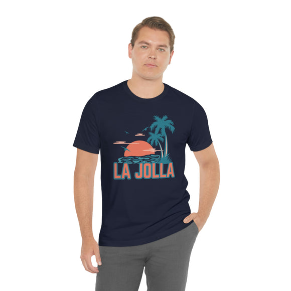 La Jolla, California T-Shirt - Retro Palm Tree & Beach Unisex La Jolla Shirt