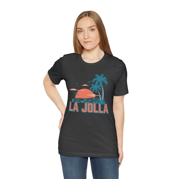 La Jolla, California T-Shirt - Retro Palm Tree & Beach Unisex La Jolla Shirt