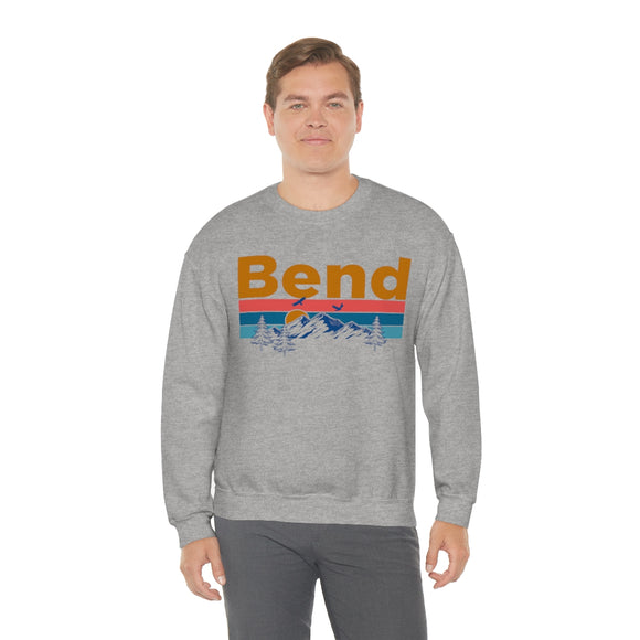 Bend, Oregon Crewneck Sweatshirt - Mountain & Birds Unisex