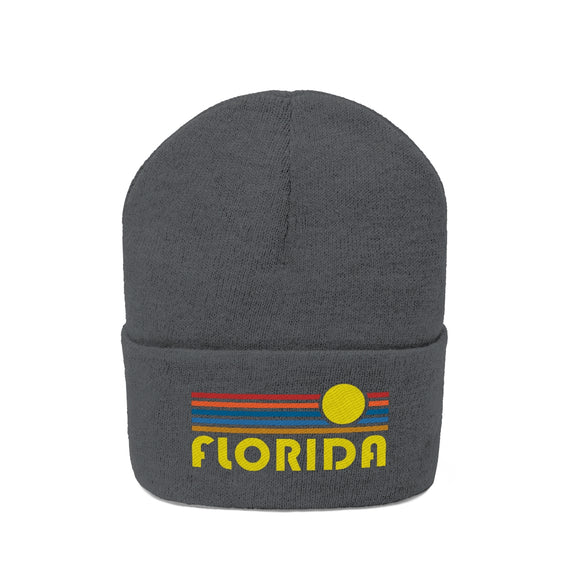 Florida Beanie - Adult Embroidered Retro Sunset Florida Knit Hat