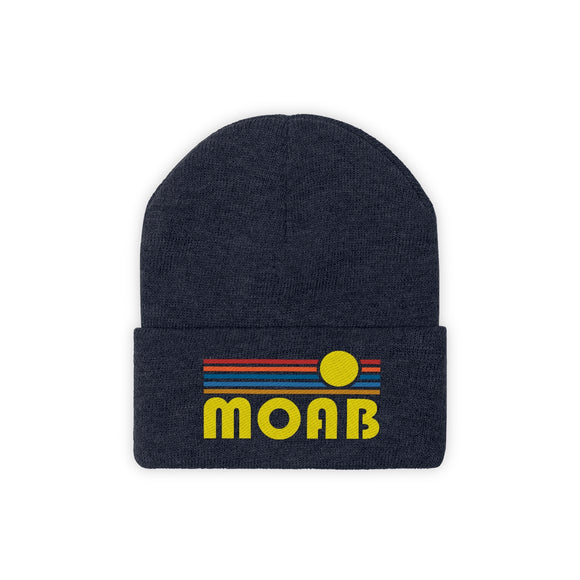 Moab, Utah Beanie - Adult Embroidered Retro Sunset Moab Knit Hat
