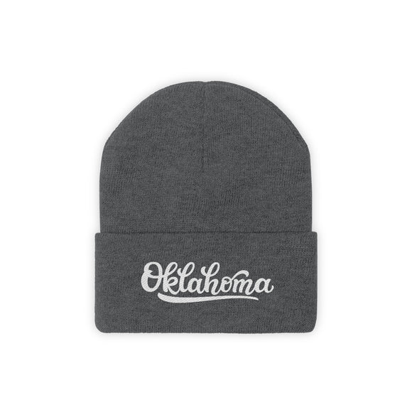 Oklahoma Beanie - Adult Hand Lettered Embroidered Oklahoma Knit Hat