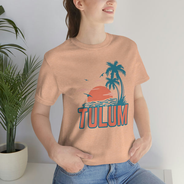 Tulum, Mexico T-Shirt - Retro Palm Tree & Beach Unisex Tulum Shirt