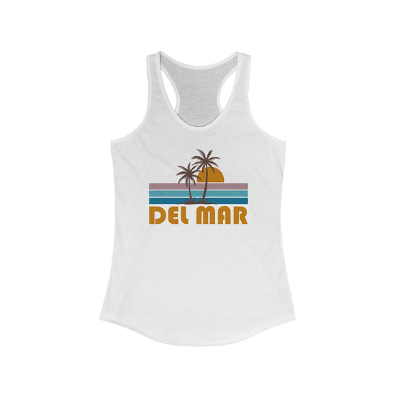 Del Mar, California Women's Tank - Retro Palm Tree Women's Racerback Del Mar Tank Top