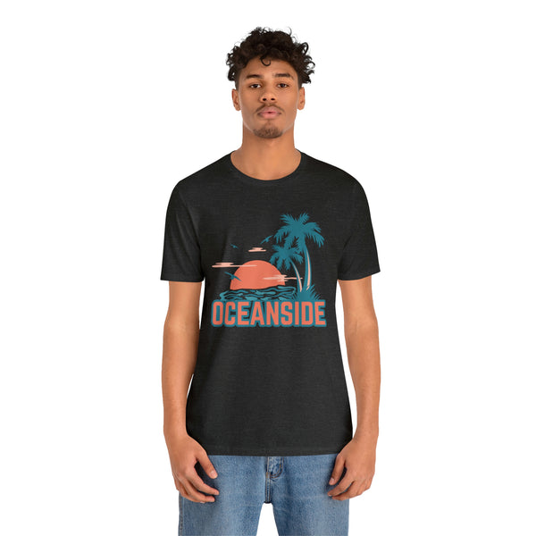 Oceanside, California T-Shirt - Retro Palm Tree & Beach Unisex Oceanside Shirt