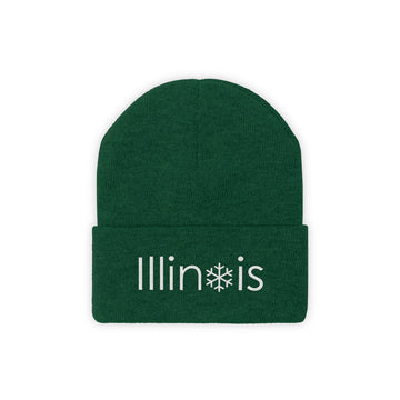 Illinois Knit Beanie - Adult Embroidered Snowflake Illinois Knit Hat