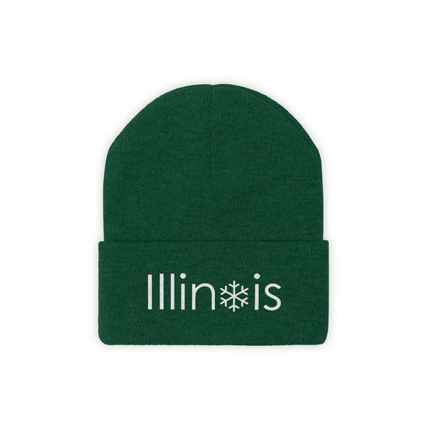 Illinois Knit Beanie - Adult Embroidered Snowflake Illinois Knit Hat