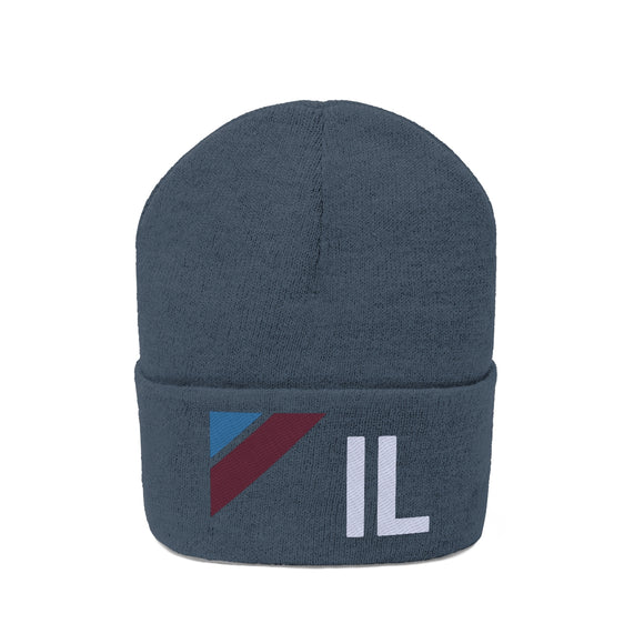 Illinois Beanie - Adult Embroidered Retro Illinois Knit Hat