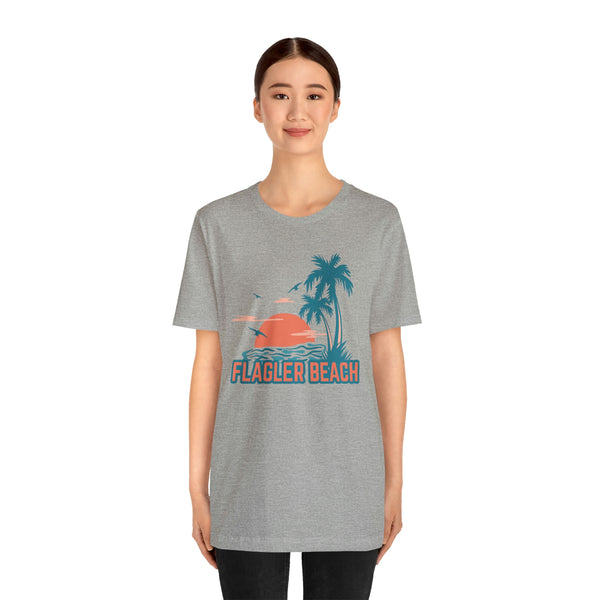 Flagler Beach, Florida T-Shirt - Retro Palm Tree & Beach Unisex Flagler Beach Shirt