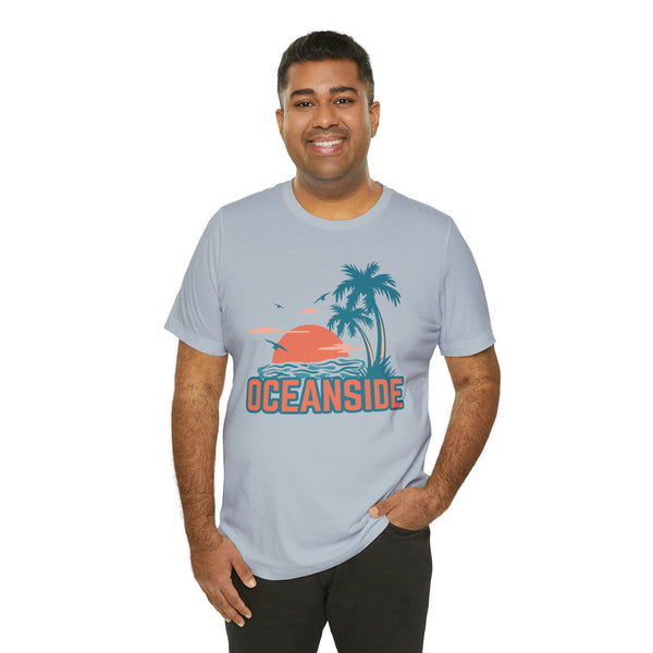 Oceanside, California T-Shirt - Retro Palm Tree & Beach Unisex Oceanside Shirt