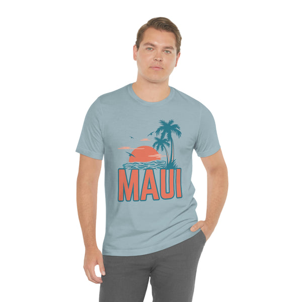 Maui, Hawaii T-Shirt - Retro Palm Tree & Beach Unisex Maui Shirt