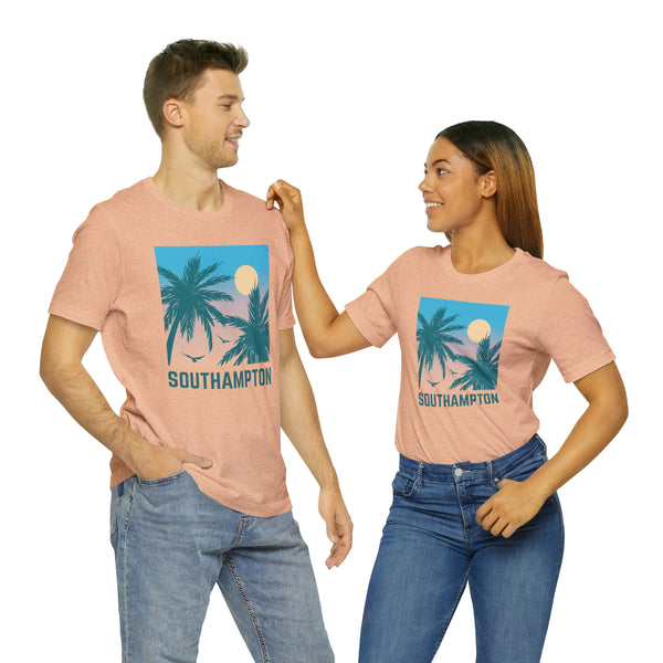 Southampton, New York T-Shirt - Retro Palm Tree & Beach Unisex Southampton Shirt