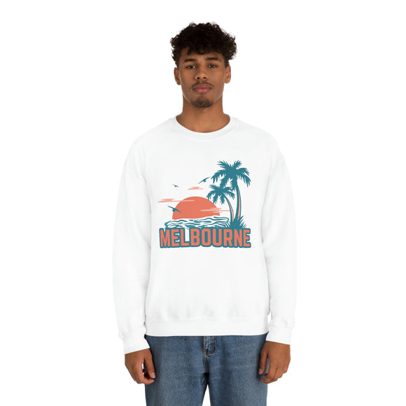 Melbourne, Florida Sweatshirt - Unisex Retro Palm Tree Crewneck Melbourne Sweatshirt