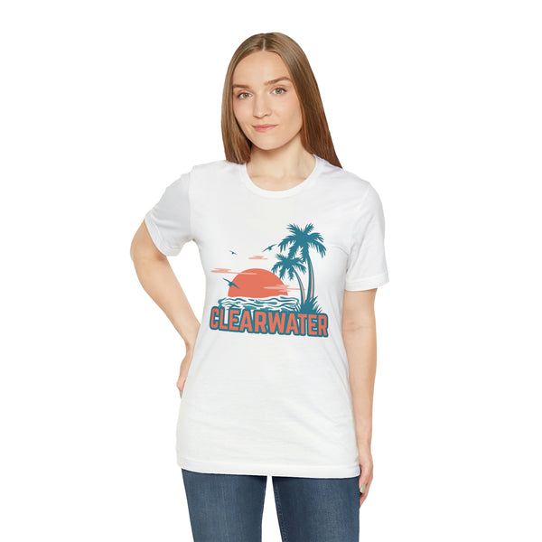 Clearwater, Florida T-Shirt - Retro Palm Tree & Beach Unisex Clearwater Shirt