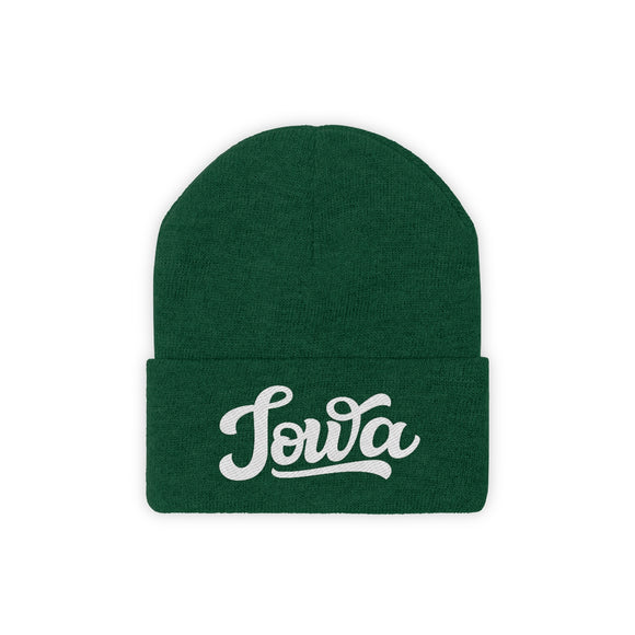 Iowa Beanie - Adult Hand Lettered Embroidered Iowa Knit Hat