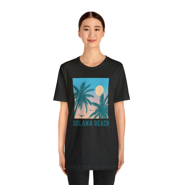 Solana Beach, California T-Shirt - Retro Palm Tree & Beach Unisex Solana Beach Shirt