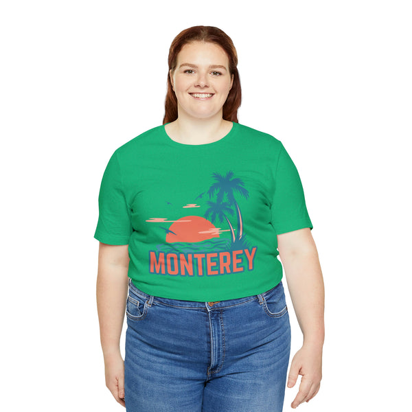 Monterey, California T-Shirt - Retro Palm Tree & Beach Unisex Monterey Shirt