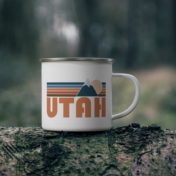 Utah Camp Mug - Retro Mountain Enamel Campfire Utah Mug