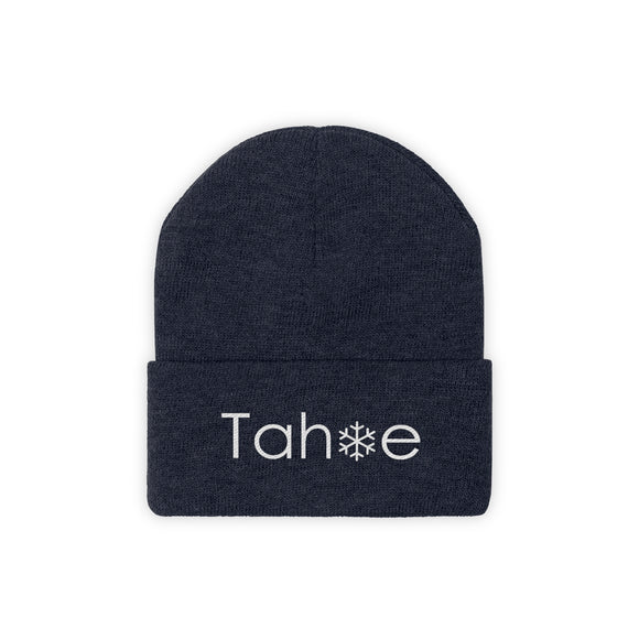 Tahoe, California Knit Beanie - Adult Embroidered Snowflake Tahoe Knit Hat