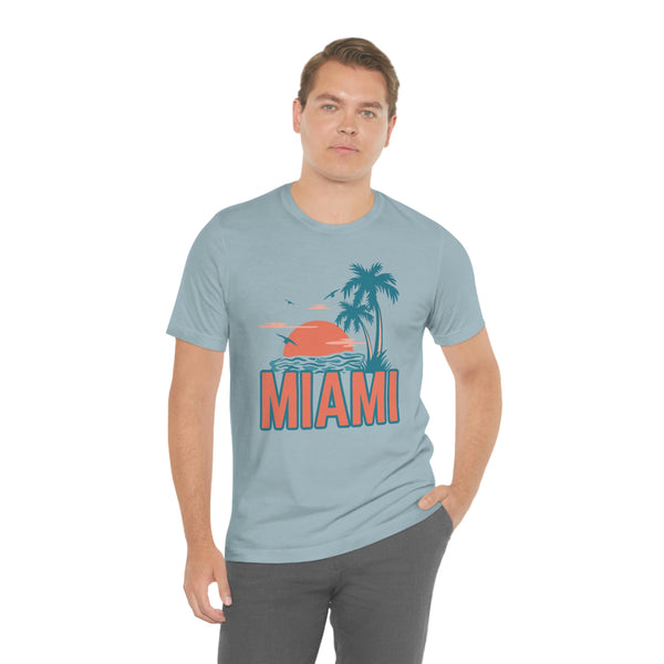 Miami, Florida T-Shirt - Retro Palm Tree & Beach Unisex Miami Shirt