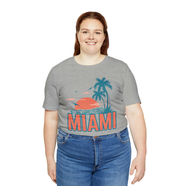 Miami, Florida T-Shirt - Retro Palm Tree & Beach Unisex Miami Shirt