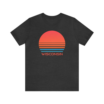 Buy dark-grey-heather Wisconsin Shirt - Retro 80s Unisex Wisconsin T-Shirt