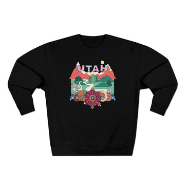 Buy black Premium Utah Crewneck Sweatshirt - Retro Unisex Sweatshirt