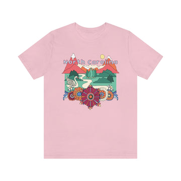 Buy pink North Carolina Shirt, North Carolina Retro T-Shirt, Hippie Style North Carolina tee, North Carolina Mountain Shirt