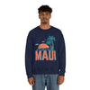 Maui, Hawaii Sweatshirt - Unisex Retro Palm Tree Crewneck Maui Sweatshirt