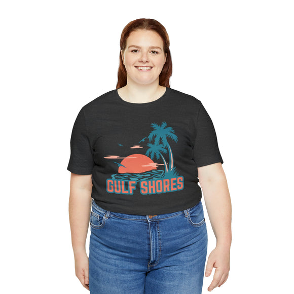 Gulf Shores, Alabama T-Shirt - Retro Palm Tree & Beach Unisex Gulf Shores Shirt