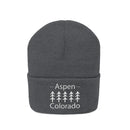 Aspen, Colorado Knit Beanie - Adult Embroidered Trees Aspen Knit Hat-6
