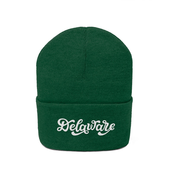Delaware Beanie - Adult Hand Lettered Embroidered Delaware Knit Hat