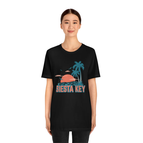 Siesta Key, Florida T-Shirt - Retro Palm Tree & Beach Unisex Siesta Key Shirt