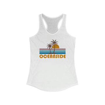 Oceanside, California Women's Tank - Retro Palm Tree Women's Racerback Oceanside Tank Top - 0