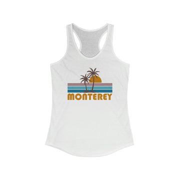 Monterey, California Women's Tank - Retro Palm Tree Women's Racerback Monterey Tank Top - 0