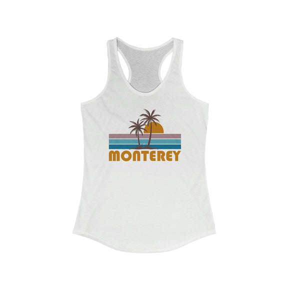 Monterey, California Women's Tank - Retro Palm Tree Women's Racerback Monterey Tank Top